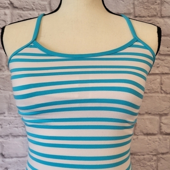 Lululemon Power Y Tank Twin Stripe Spry blue racerback tank top women's size 4 - Picture 4 of 9